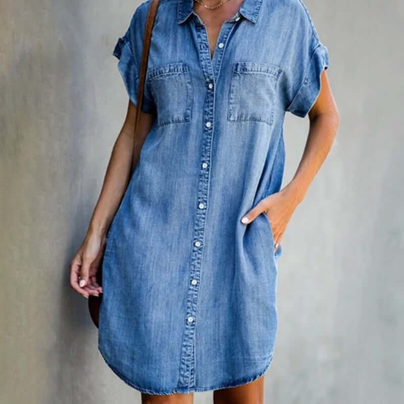 Livia™  | Raffiniertes Denim-Kleid mit Konturdesign