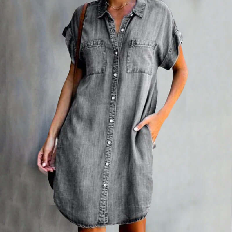 Livia™  | Raffiniertes Denim-Kleid mit Konturdesign